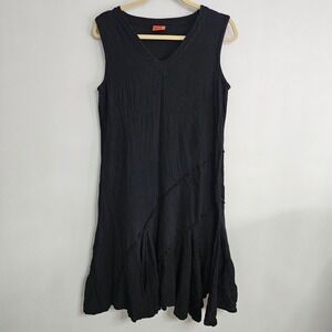 Oh My Gauze! Small Size 1 Black Cotton‎ Dress Sleeveless V Neck Tiered Lagenlook
